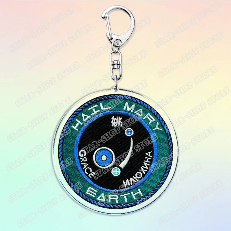 Project Hail Mary Keychain for Accessories Mission Crest Rocky Space Andy Weir Warning Astrophage Keyring Jewelry Fans Gifts
