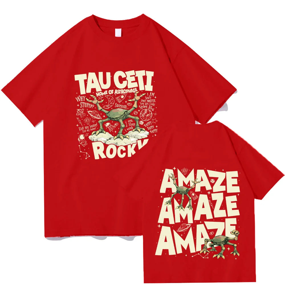 Project Hail Mary T Shirts Rocky Tau Ceti Home of Astrophage Cartoon Tees Sci Fi Lovers Gift High Quality Cotton Clothing Unisex