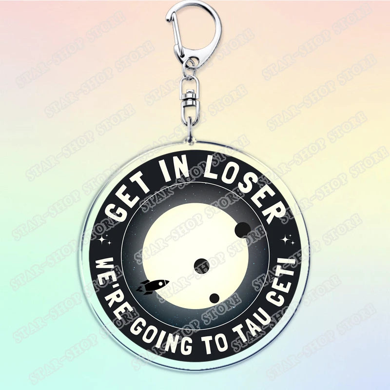 Project Hail Mary Keychain for Accessories Mission Crest Rocky Space Andy Weir Warning Astrophage Keyring Jewelry Fans Gifts