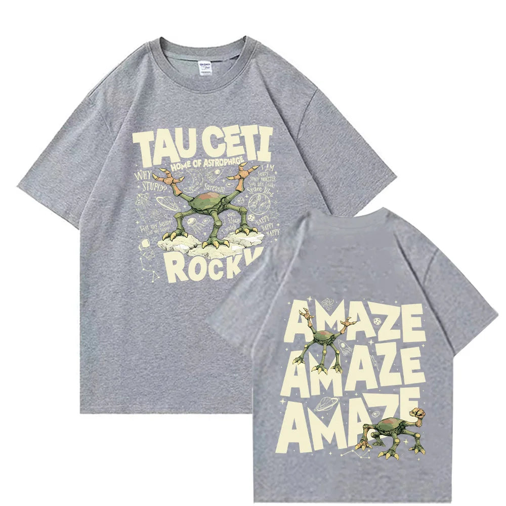 Project Hail Mary T Shirts Rocky Tau Ceti Home of Astrophage Cartoon Tees Sci Fi Lovers Gift High Quality Cotton Clothing Unisex