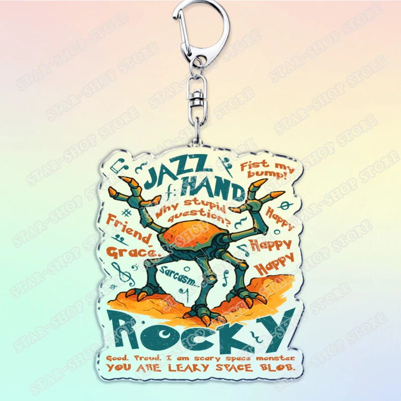 Project Hail Mary Keychain for Accessories Mission Crest Rocky Space Andy Weir Warning Astrophage Keyring Jewelry Fans Gifts