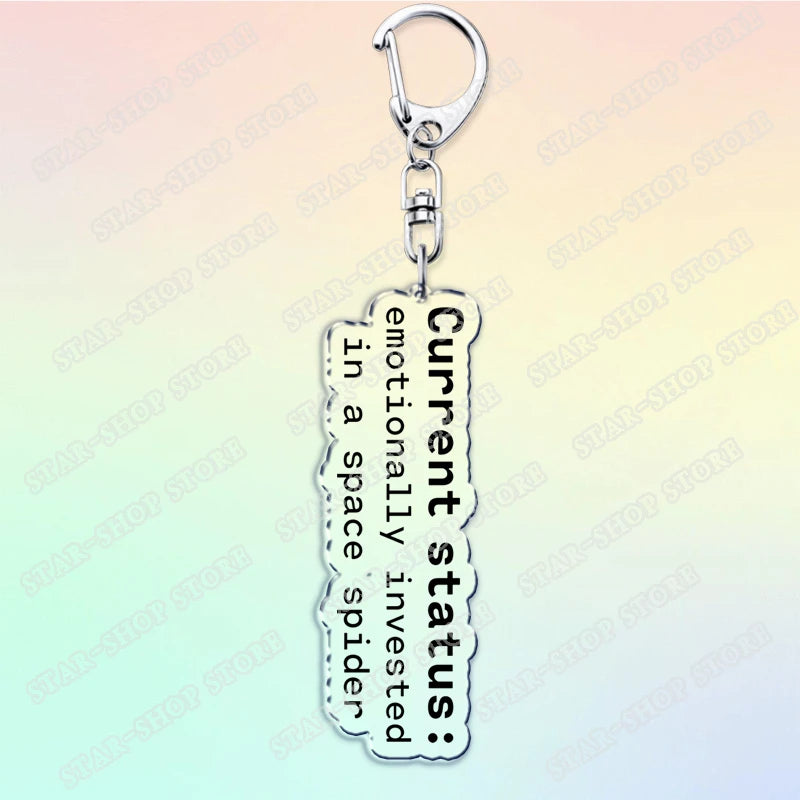 Project Hail Mary Keychain for Accessories Mission Crest Rocky Space Andy Weir Warning Astrophage Keyring Jewelry Fans Gifts